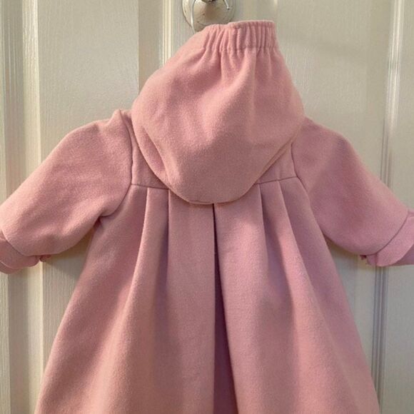 Florence Eiseman Girls Pink Fleece Ruffle Front Hooded Dress Coat Size 12 Months - Picture 11 of 12